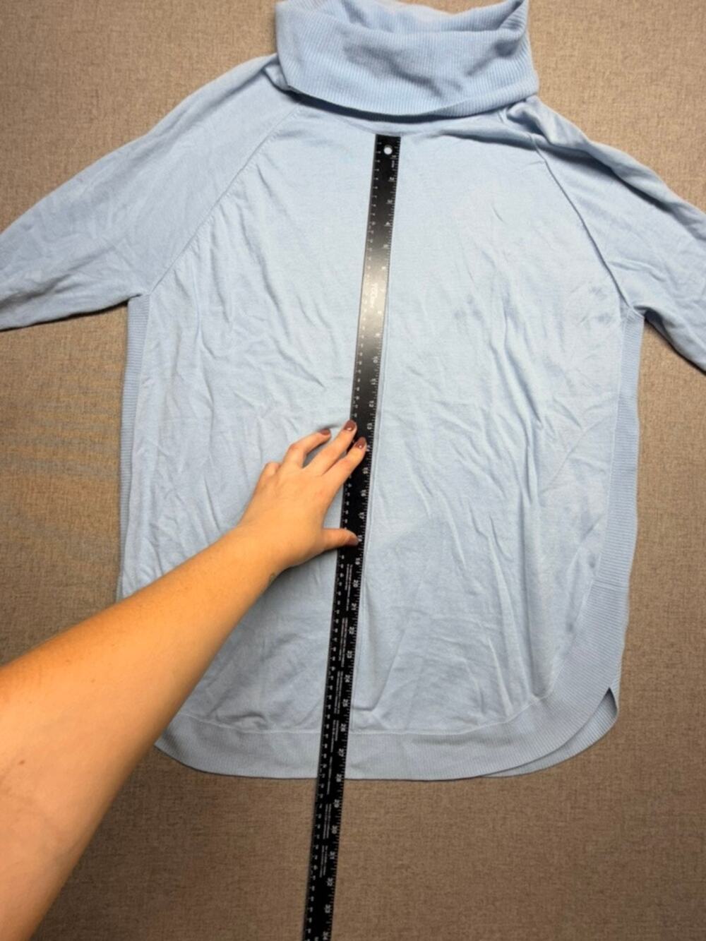 Caslon XL Blue Wool Blend Turtleneck Oversized Tunic Sweater High Low
